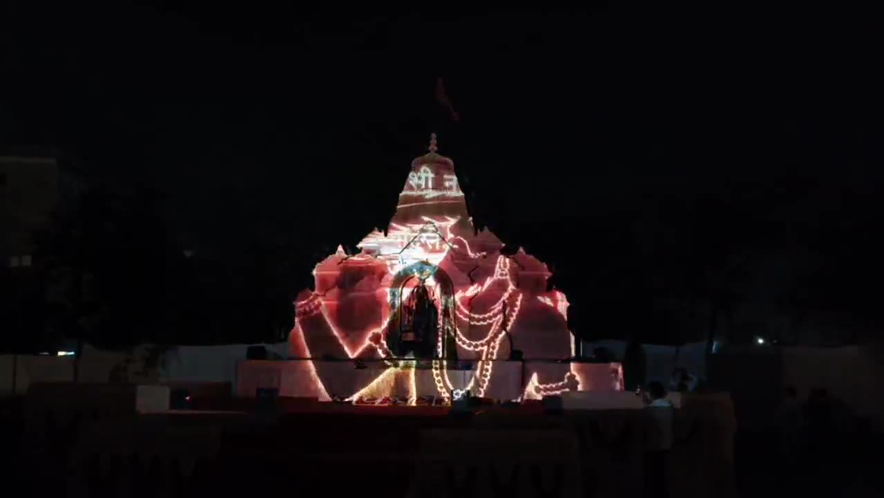 3D projection mapping show on temple structure
