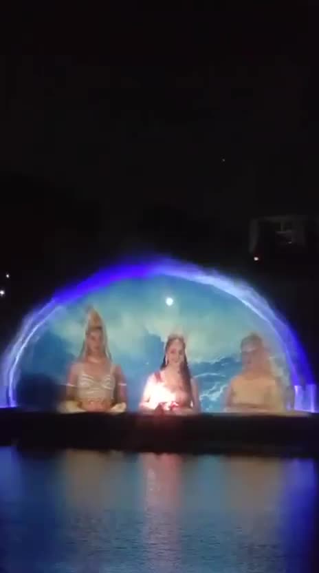 Water screen projection over a lake